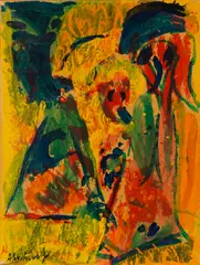 Perdus dans la couleur by Pierre Alechinsky, 1971, Oil on paper on canvas, sold Jun 2019