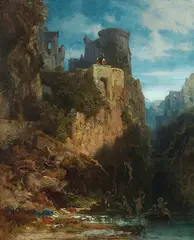 Carl Spitzweg, Nixenfang, Ca. 1860, Oil on panel