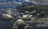 Alexander Koester, Enten, Reichenau, Um 1909/13, Oil on canvas