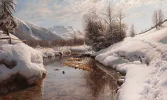 Peder (Peder Mørk Mønsted) Mönsted, Wintersonne im Engadin, 1914, Oil on canvas
