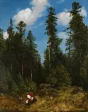 Hans Thoma, Schwarzwaldtannen (Beerenpflückerinnen), 1884, Oil on paper, laid on panel