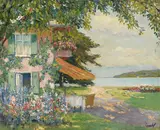 Edward Cucuel, Die Villa des Künstlers am Starnberger See (Das Sommerhaus), Um 1920, Oil on canvas
