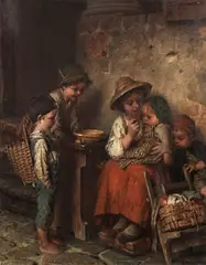 Hermann Kaulbach, Aller Anfang ist schwer, Wohl um 1890, Oil on panel