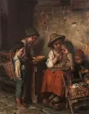 Hermann Kaulbach, Aller Anfang ist schwer, Wohl um 1890, Oil on panel