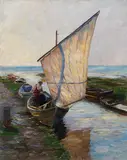 Alexander Koester, Segelboot, Holland, 1902, Oil on canvas