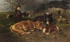 Anton Braith, Leergebrannt ist die Stätte, 1885, Oil on canvas