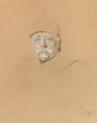 Franz von Lenbach, Porträt Otto Fürst von Bismarck, 1894, Pastel over pencil, partly wiped, on creme board