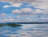 Alexander Koester, See mit Wetterwolken, Um 1909/1914, Oil on canvas, laid on light board