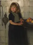 Paul Hoecker, Mädchen mit Äpfeln, Um 1880, Oil on canvas