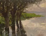 Alexander Koester, Reichenau, Weiden am See, Sonne, Um 1909/1914, Oil on canvas, laid on firm board