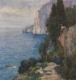 Albert Wenk, Felsenküste auf Capri, 1914, Oil on canvas