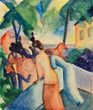 August Macke, Begrüssung (Thunersee), 1913, Watercolor
