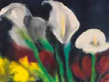 Weiße Calla über roten und gelben Blüten by Emil Nolde, Um 1925/1930, Watercolor, sold Dec 2018