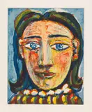 Pablo Picasso, Tête de femme No 1. Portrait de Dora Maar, 1939, Etching and aquatint in colors