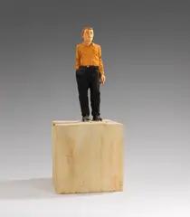 Mann mit braunem Hemd by Stephan Balkenhol, 2007, Wooden sculpture, partly colored, sold Dec 2018