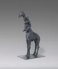 Mann mit Giraffe by Stephan Balkenhol, 2000, Bronze with black patina, sold Dec 2018