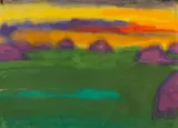 Emil Nolde, Abendliche Marschlandschaft mit Heudiemen, Um 1935/1940, Watercolor