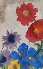 Emil Nolde, Dahlien, Astern und Iris, Um 1930/1935, Watercolor