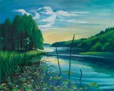 Max Pechstein, Stiller Winkel am See (Pommern, Koser See)