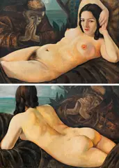 Vision des heiligen Antonius zu Padua (Diptychon) by Anita Rée, 1930, Oil on panel, sold Dec 2018