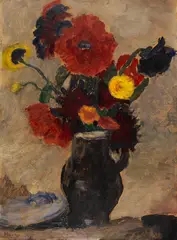 Blumenstillleben by Gabriele Münter, 1937, Oil on cardboard, sold Dec 2018