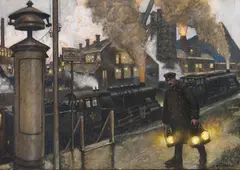 Hans Baluschek, Eisenwerk, 1925, Gouache