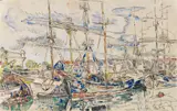 Paul Signac, Saint-Malo, les Terre-neuvas, Um 1928, Watercolor