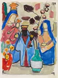 Gabriele Münter, Stillleben mit Madonnenfigürchen, 1953, Gouache