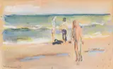 Max Liebermann, Badende am Strand, 1909, Pastel
