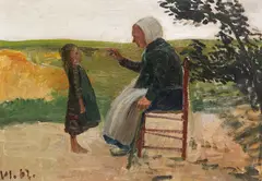 Dreebeen mit Mädchen by Otto Modersohn, 1902, Oil on cardboard, sold Dec 2018