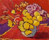 Louis Valtat, Fleurs jaunes, draperie rouge
