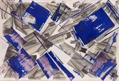 Herbert Zangs, Scheibenwischerbild (Englandbild), Um 1957, Mixed media