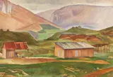 Albert Birkle, Oberes Donautal mit Schuppen, 1922, Oil
