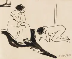 Ein Paar by Max Pechstein, 1910, Pen and India ink drawing, sold Dec 2018