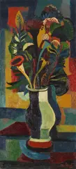 Josef Scharl, Blumen in einer bauchigen Vase, 1937, Oil on canvas