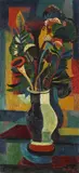 Josef Scharl, Blumen in einer bauchigen Vase, 1937, Oil on canvas