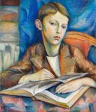 Alexandra Povòrina, Knabe mit Bilderbuch, 1915, Oil on canvas