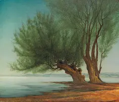 Franz Lenk, Weiden am Wasser, 1933, Mixed media