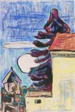 Karl Schmidt-Rottluff, Gebäude mit hoher Tanne