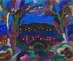 Charles Lapicque, Crépuscule au bord d'un lac, 1965, Oil on canvas