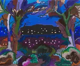 Charles Lapicque, Crépuscule au bord d'un lac, 1965, Oil on canvas