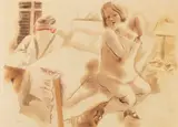 Paar im Schlafzimmer by George Grosz, 1925, Watercolor, sold Dec 2018