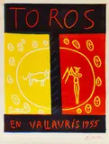 Toros en Vallauris 1955 by Pablo Picasso, 1955, Linocut in colors, sold Dec 2018