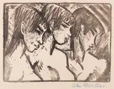 Otto Mueller, Drei Mädchen im Profil (Drei Mädchenköpfe), 1921, Lithografie auf Van-Gelder-Bütten