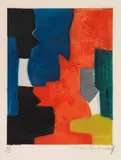 Serge Poliakoff, Composition bleue, rouge, verte et noire, 1958, Etching and aquatint