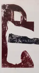 Felix Droese, te koop, 1987, Woodcut in colors