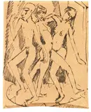 Tanz zwischen den Frauen by Ernst Ludwig Kirchner, 1915/1919, India ink drawing, sold Dec 2018