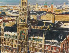 Blick auf München by Arnold Balwé, 1958, Oil on canvas, sold Dec 2018