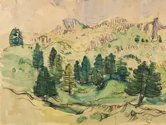 Rolf Nesch, Gebirgslandschaft, 1924, Watercolor