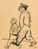 Französische Fischerleute by George Grosz, 1922, Brush and India ink drawing, sold Dec 2018